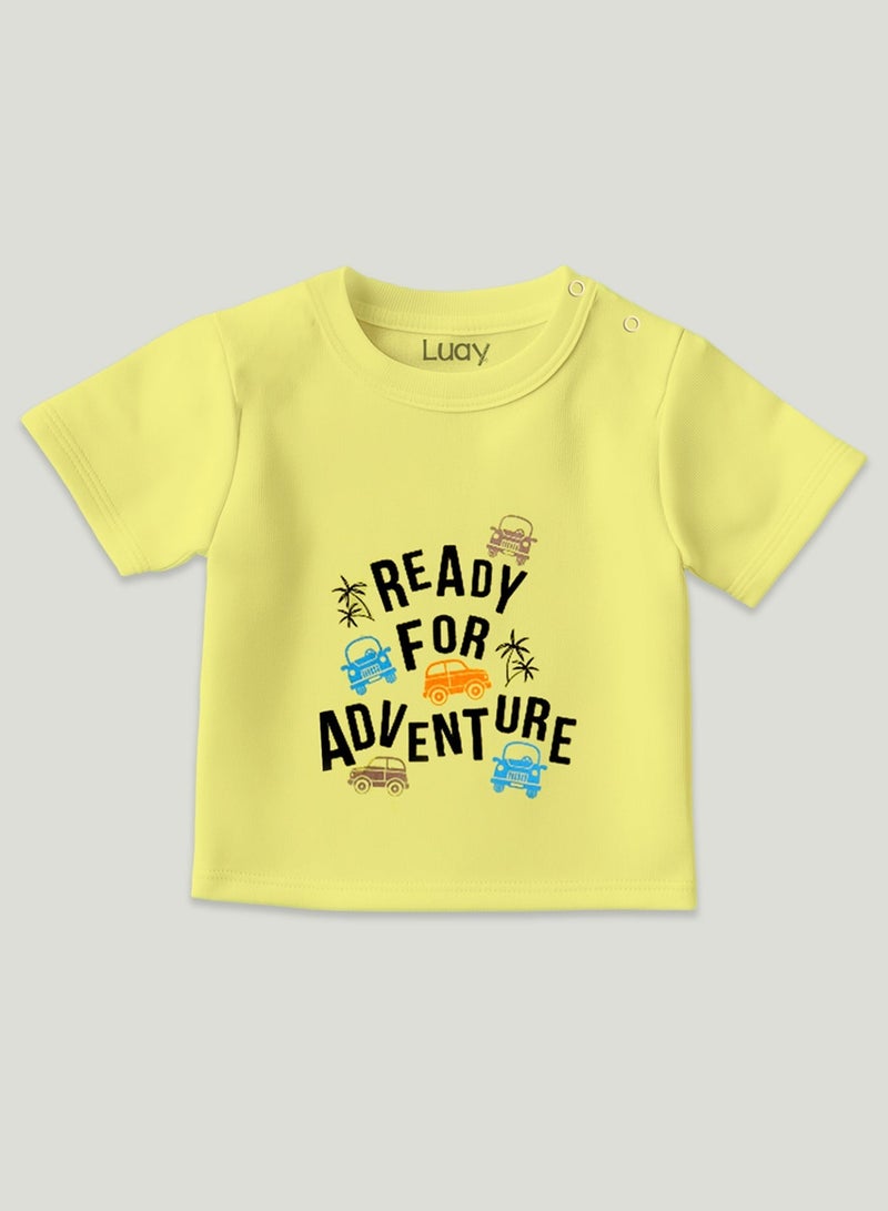 لؤي تي شيرتات LUAY من القطن العضوي بنسبة 100% للأولاد والبنات بأنماط احتفالية بأكمام قصيرة بألوان وأنماط نابضة بالحياة للأطفال والأطفال الصغار - مقاس عادي - Image 3